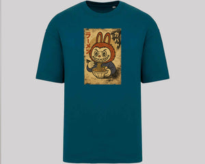 Labubu Native Spirit Oversized Tee, Unique Anime Streetwear T-Shirt, Cute Cartoon Carded Cotton Top, Unisex Fit M8410