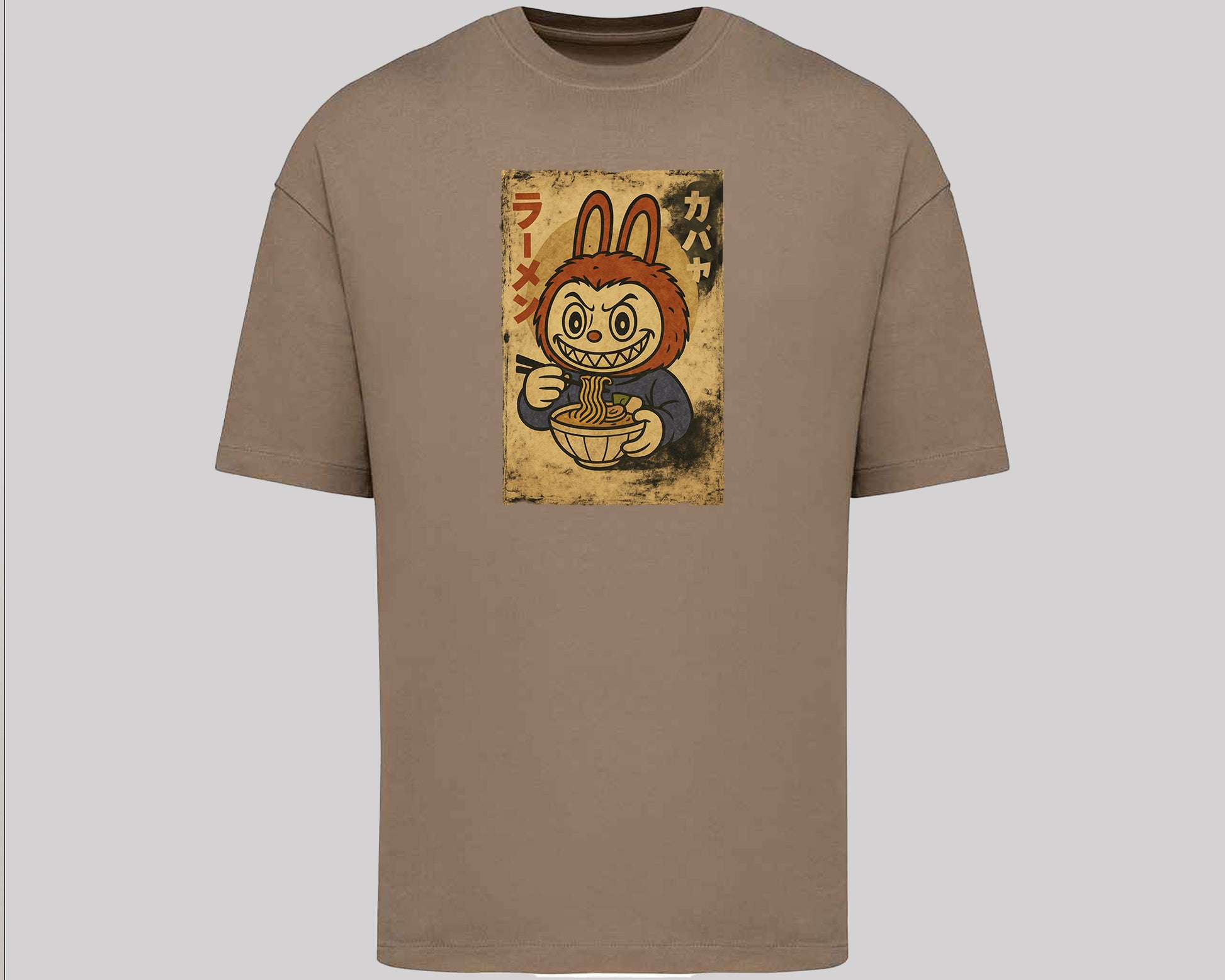 Labubu Native Spirit Oversized Tee, Unique Anime Streetwear T-Shirt, Cute Cartoon Carded Cotton Top, Unisex Fit M8410