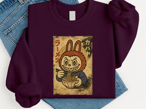 Unisex Labubu Sweatshirt – Soft Fleece Anime Hoodie, Oversized Cartoon Pullover, Pop Mart Streetwear Style M8410
