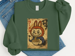 Unisex Labubu Sweatshirt – Soft Fleece Anime Hoodie, Oversized Cartoon Pullover, Pop Mart Streetwear Style M8410