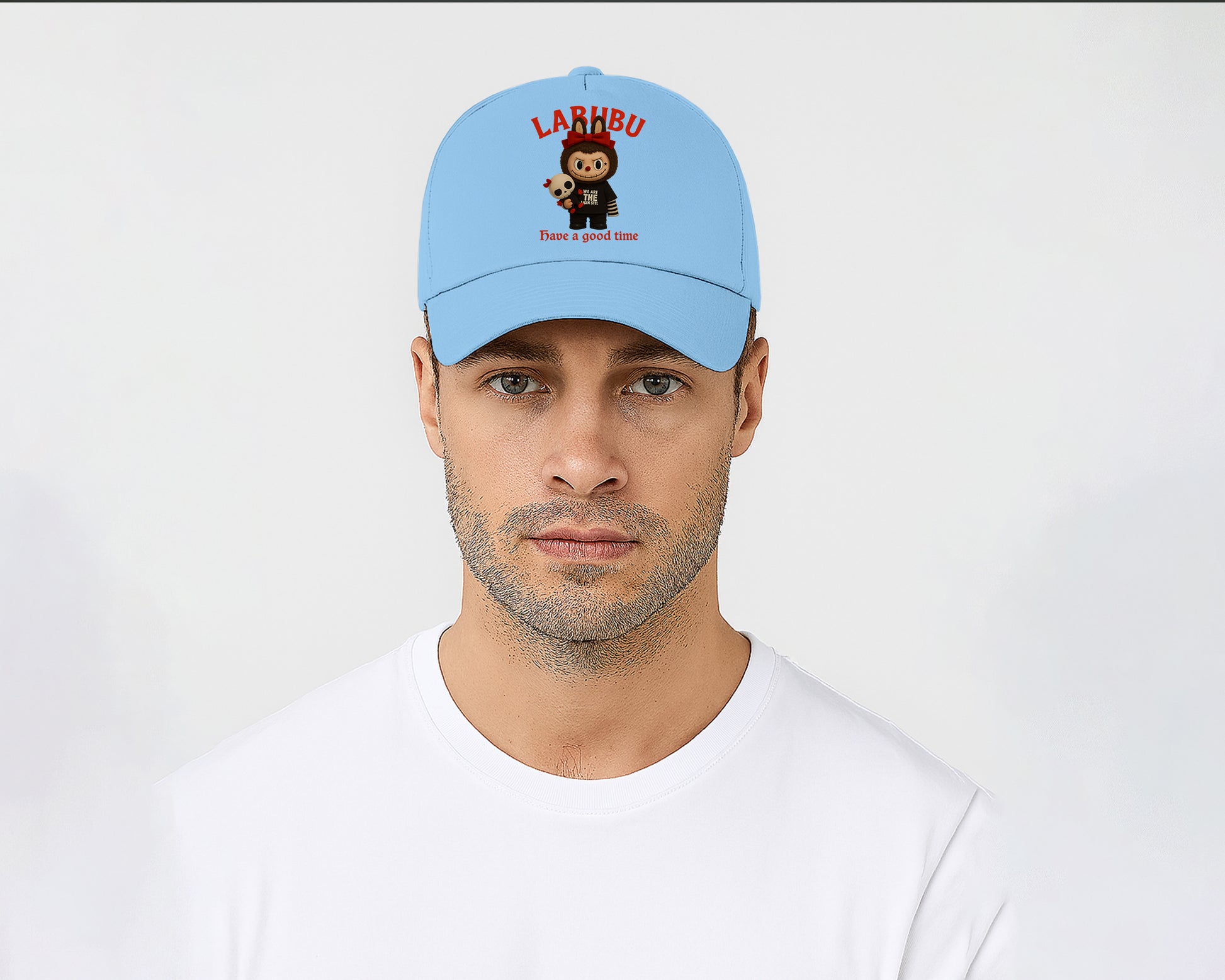 Labubu Have A Good Time Baseball Cap, Fun & Trendy Cartoon Hat, Adjustable Unisex 100% Cotton Twill Cap M8411
