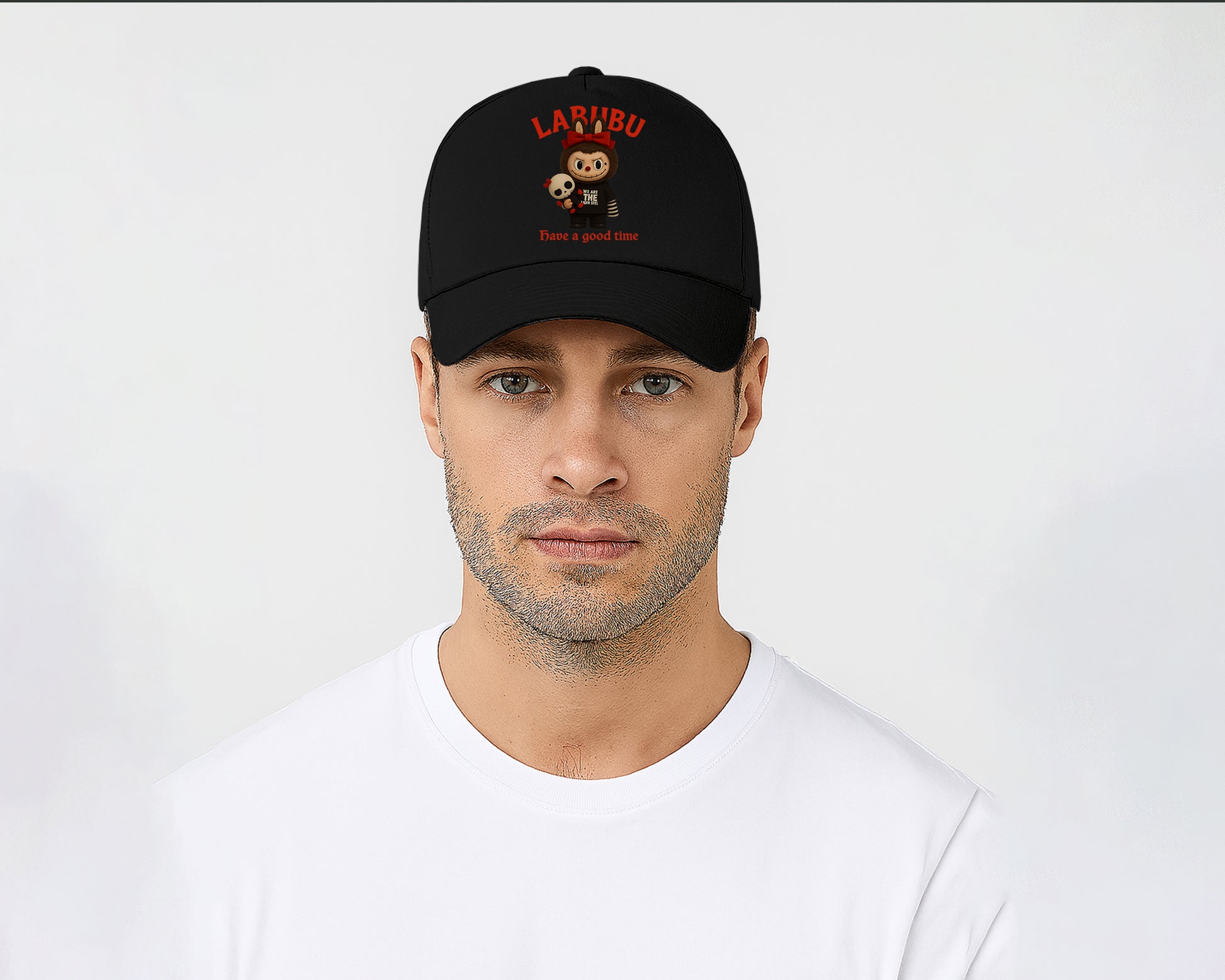 Labubu Have A Good Time Baseball Cap, Fun & Trendy Cartoon Hat, Adjustable Unisex 100% Cotton Twill Cap M8411