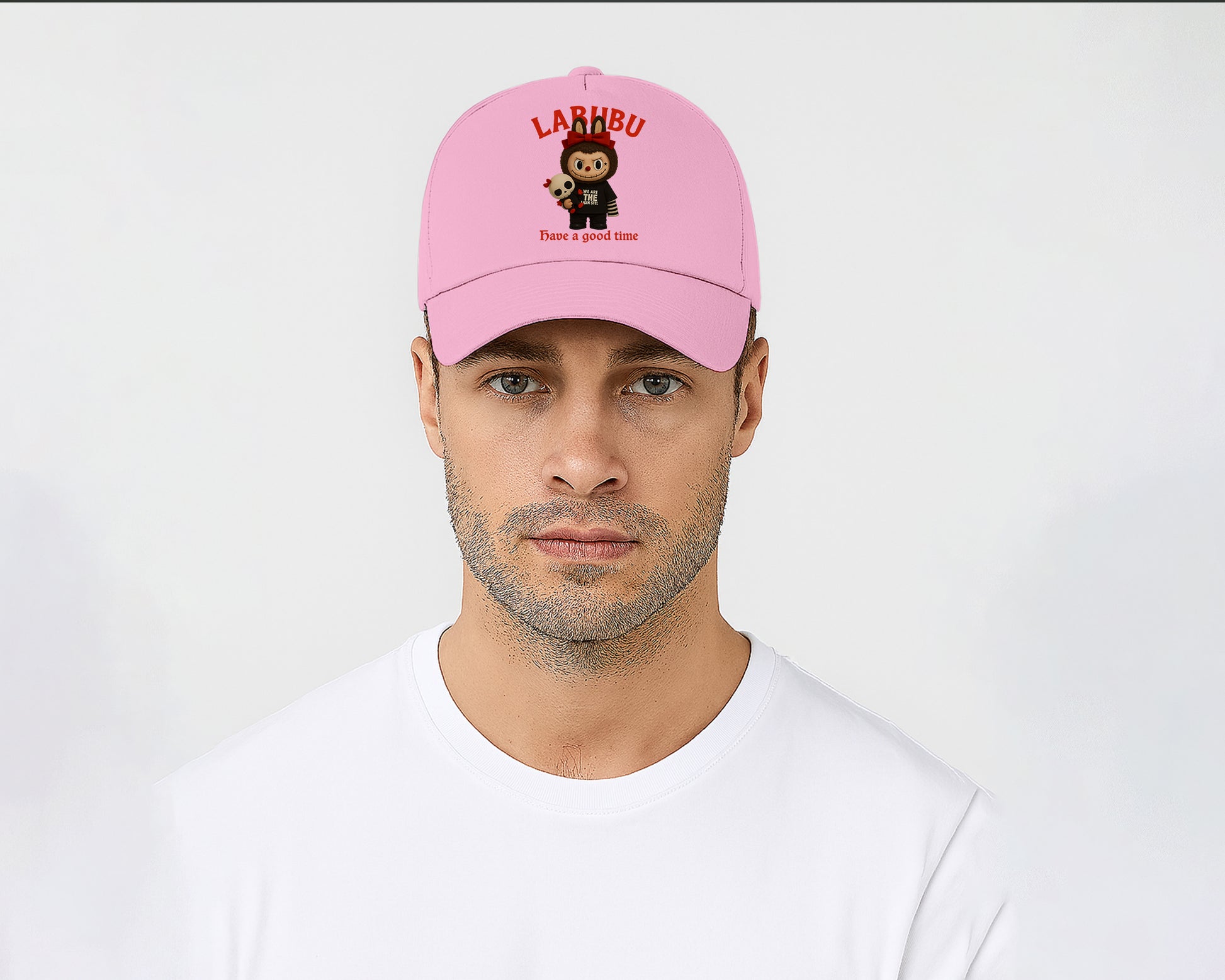 Labubu Have A Good Time Baseball Cap, Fun & Trendy Cartoon Hat, Adjustable Unisex 100% Cotton Twill Cap M8411