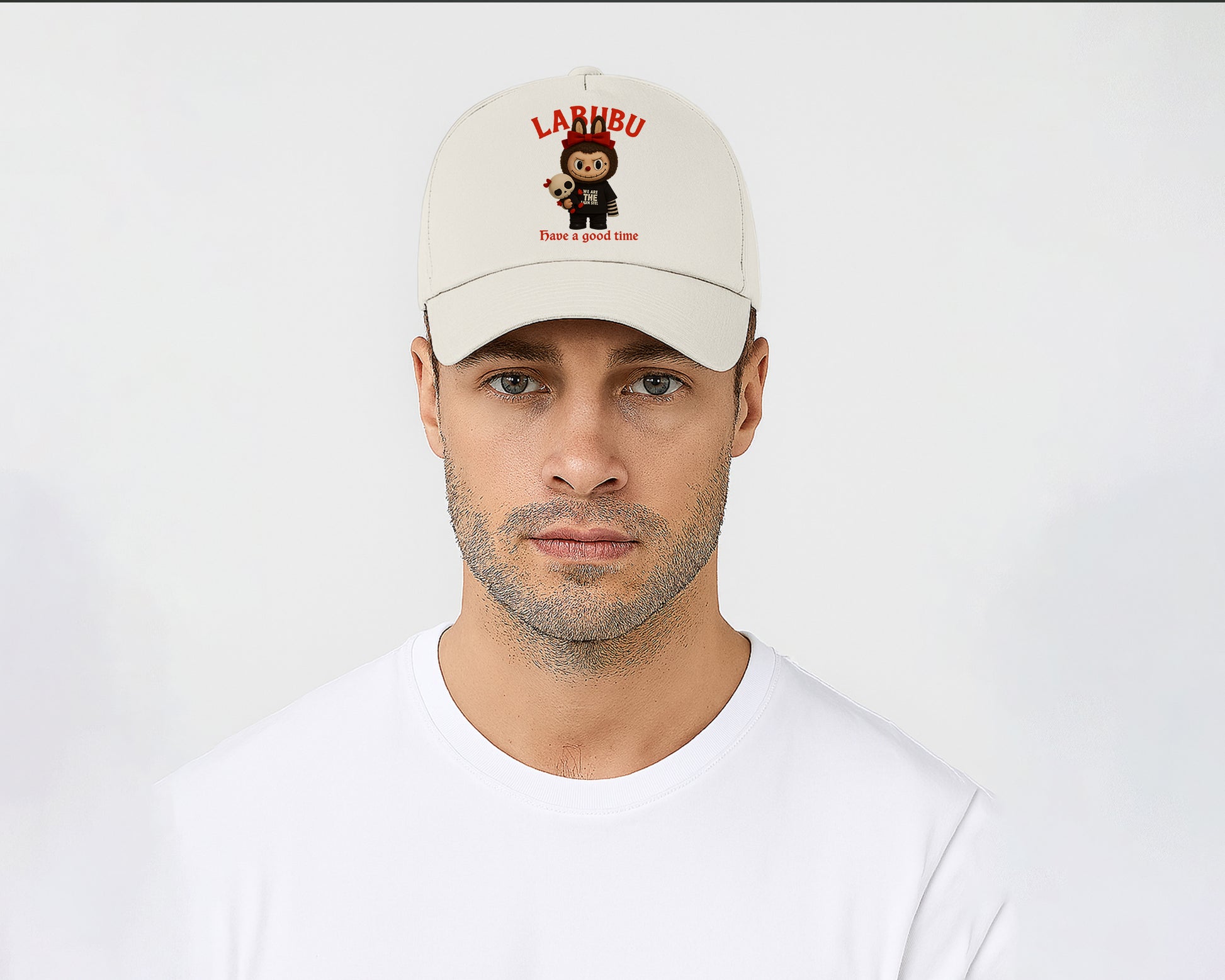 Labubu Have A Good Time Baseball Cap, Fun & Trendy Cartoon Hat, Adjustable Unisex 100% Cotton Twill Cap M8411