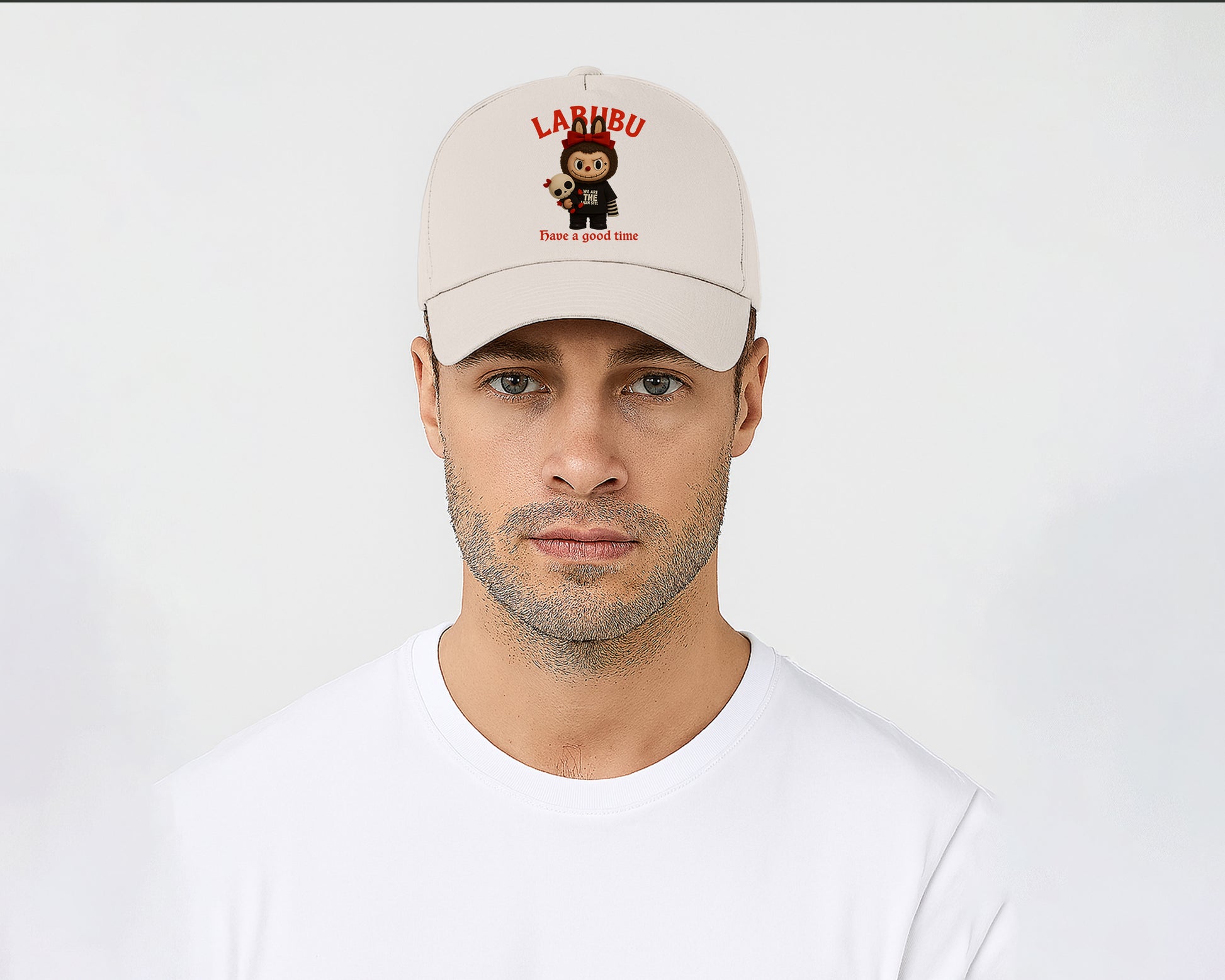 Labubu Have A Good Time Baseball Cap, Fun & Trendy Cartoon Hat, Adjustable Unisex 100% Cotton Twill Cap M8411