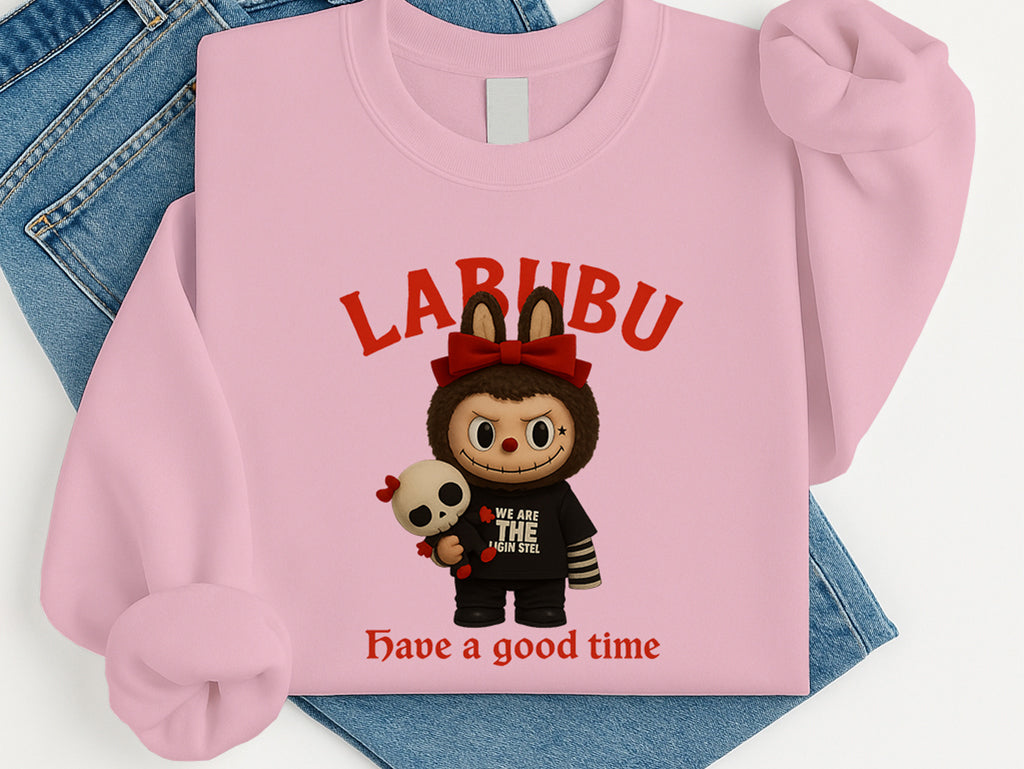 Labubu Have a Good Time Sweatshirt, Unisex Casual Hoodie, Cute Graphic Pullover for Anime Art Toy Fan M8411