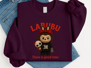 Labubu Have a Good Time Sweatshirt, Unisex Casual Hoodie, Cute Graphic Pullover for Anime Art Toy Fan M8411