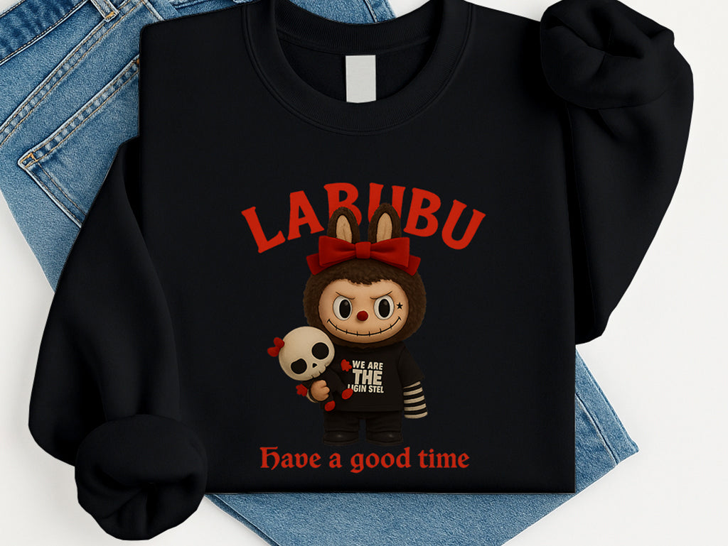 Labubu Have a Good Time Sweatshirt, Unisex Casual Hoodie, Cute Graphic Pullover for Anime Art Toy Fan M8411