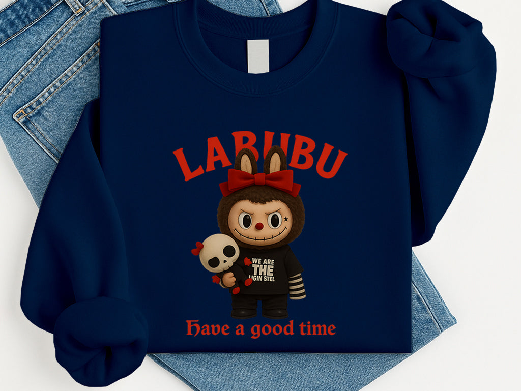 Labubu Have a Good Time Sweatshirt, Unisex Casual Hoodie, Cute Graphic Pullover for Anime Art Toy Fan M8411