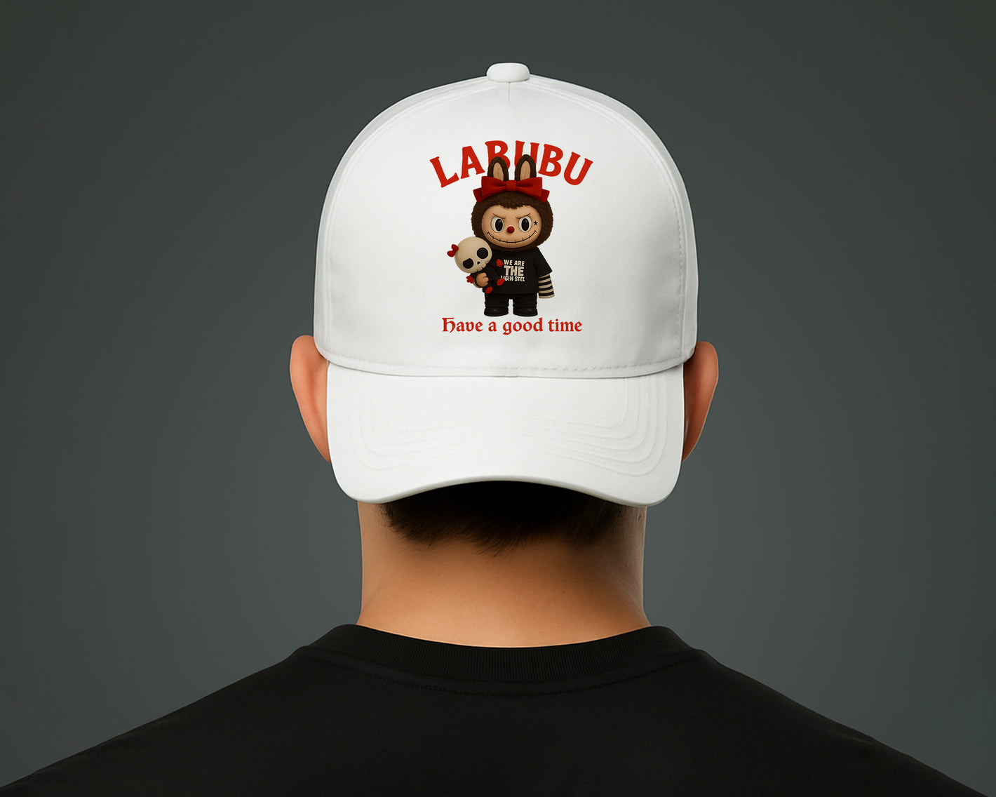 Labubu Have A Good Time Baseball Cap, Fun & Trendy Cartoon Hat, Adjustable Unisex 100% Cotton Twill Cap M8411