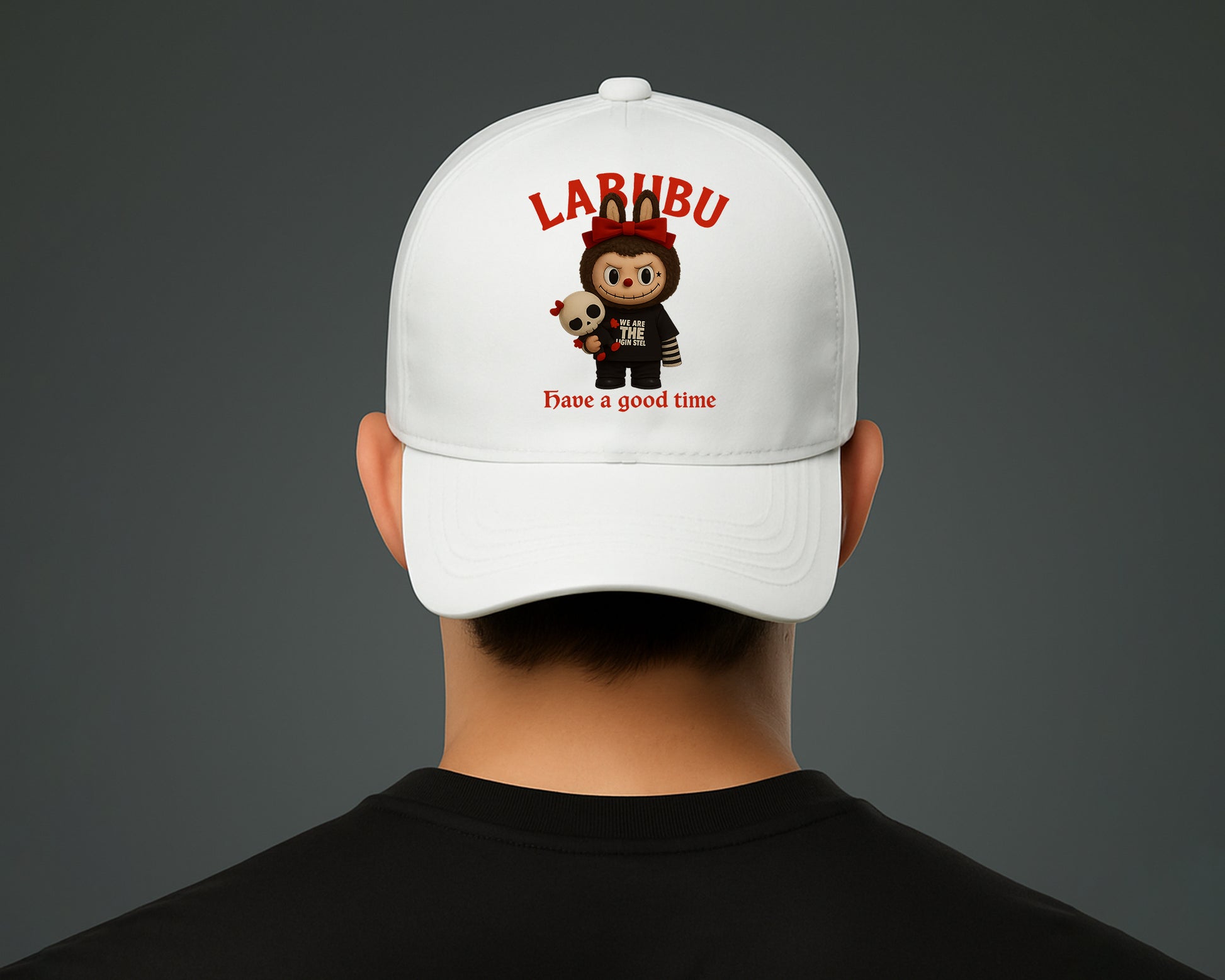 Labubu Have A Good Time Baseball Cap, Fun & Trendy Cartoon Hat, Adjustable Unisex 100% Cotton Twill Cap M8411