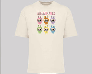 Labubu Native Spirit Graphic T-Shirt, Oversized Urban Streetwear Tee, 100% Organic Cotton, Unisex Cartoon Design Top M8413