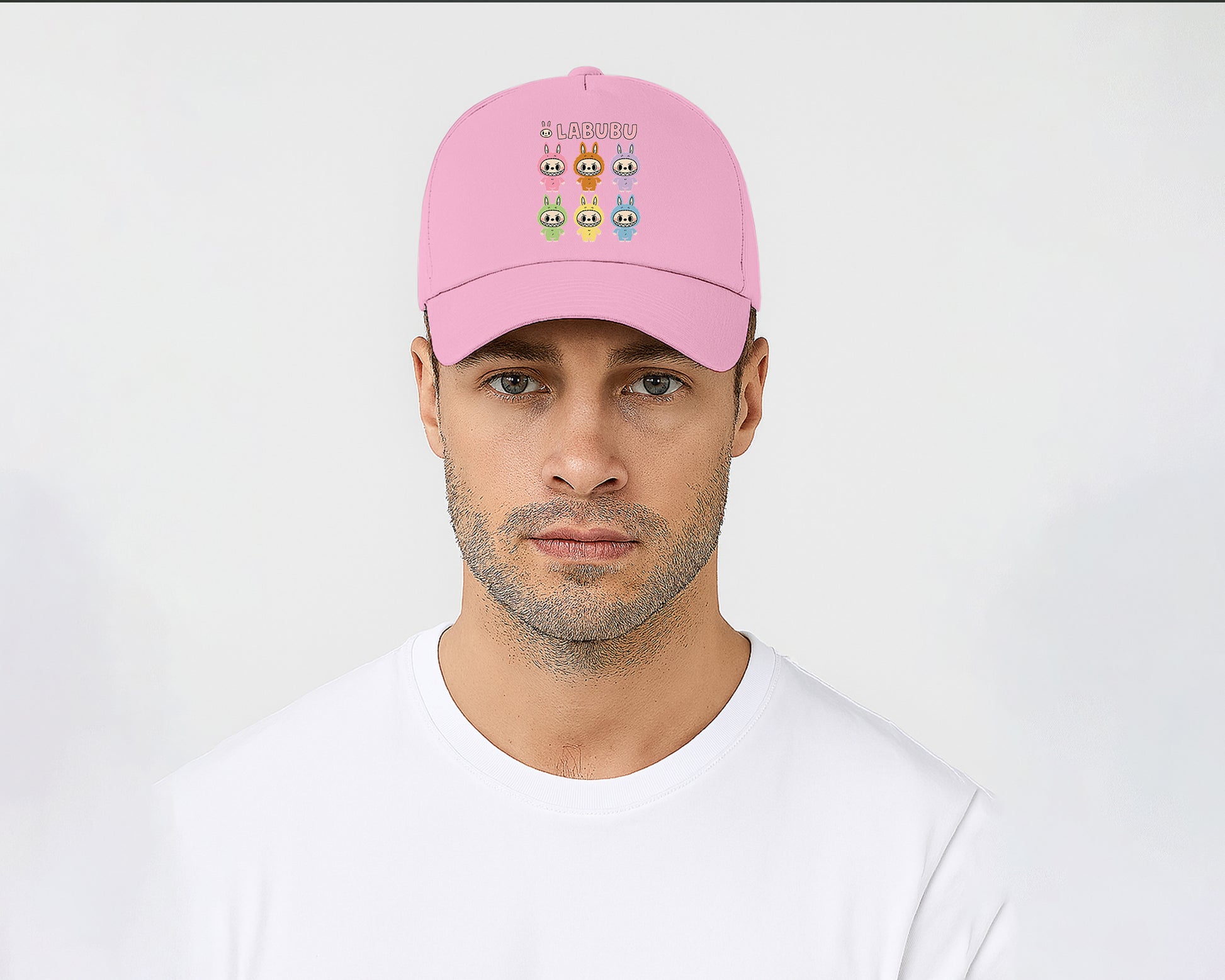 Labubu 5 Original Panel Cap, Cool Cartoon Design for Men & Women, Printed Pre-Curved Peak Baseball Hat M8413