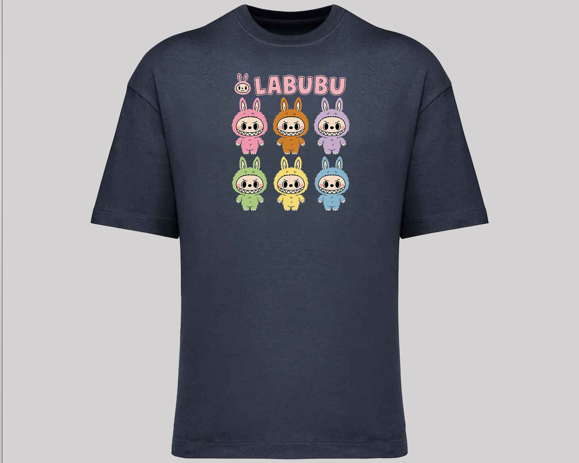 Labubu Native Spirit Graphic T-Shirt, Oversized Urban Streetwear Tee, 100% Organic Cotton, Unisex Cartoon Design Top M8413