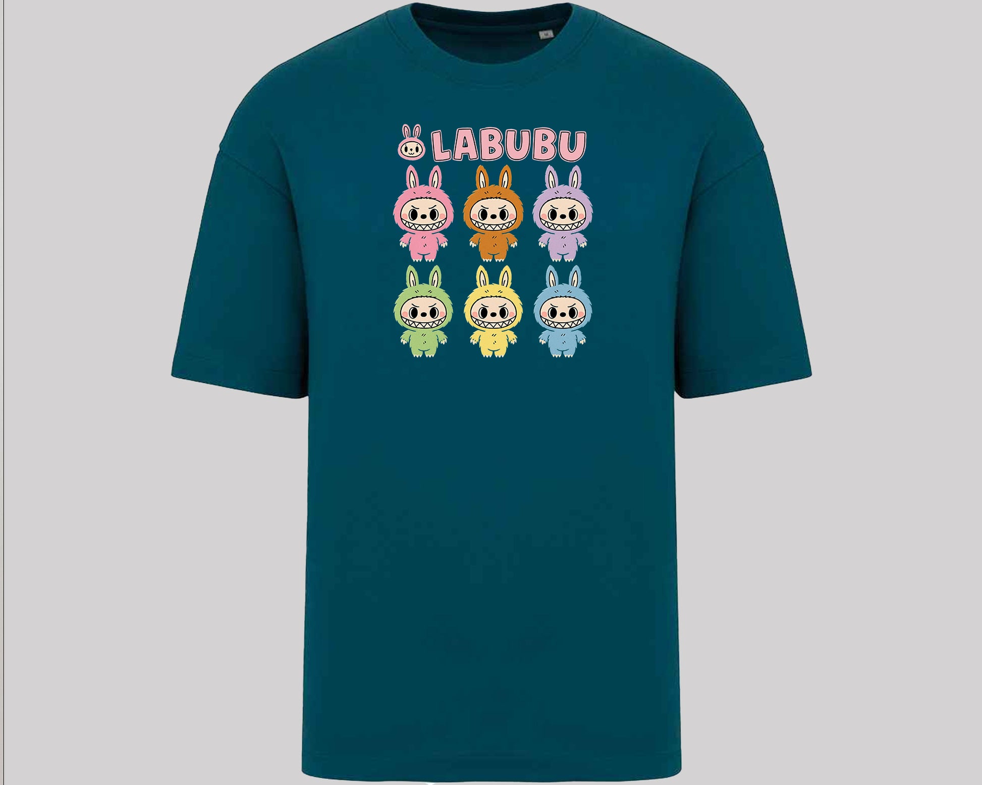 Labubu Native Spirit Graphic T-Shirt, Oversized Urban Streetwear Tee, 100% Organic Cotton, Unisex Cartoon Design Top M8413