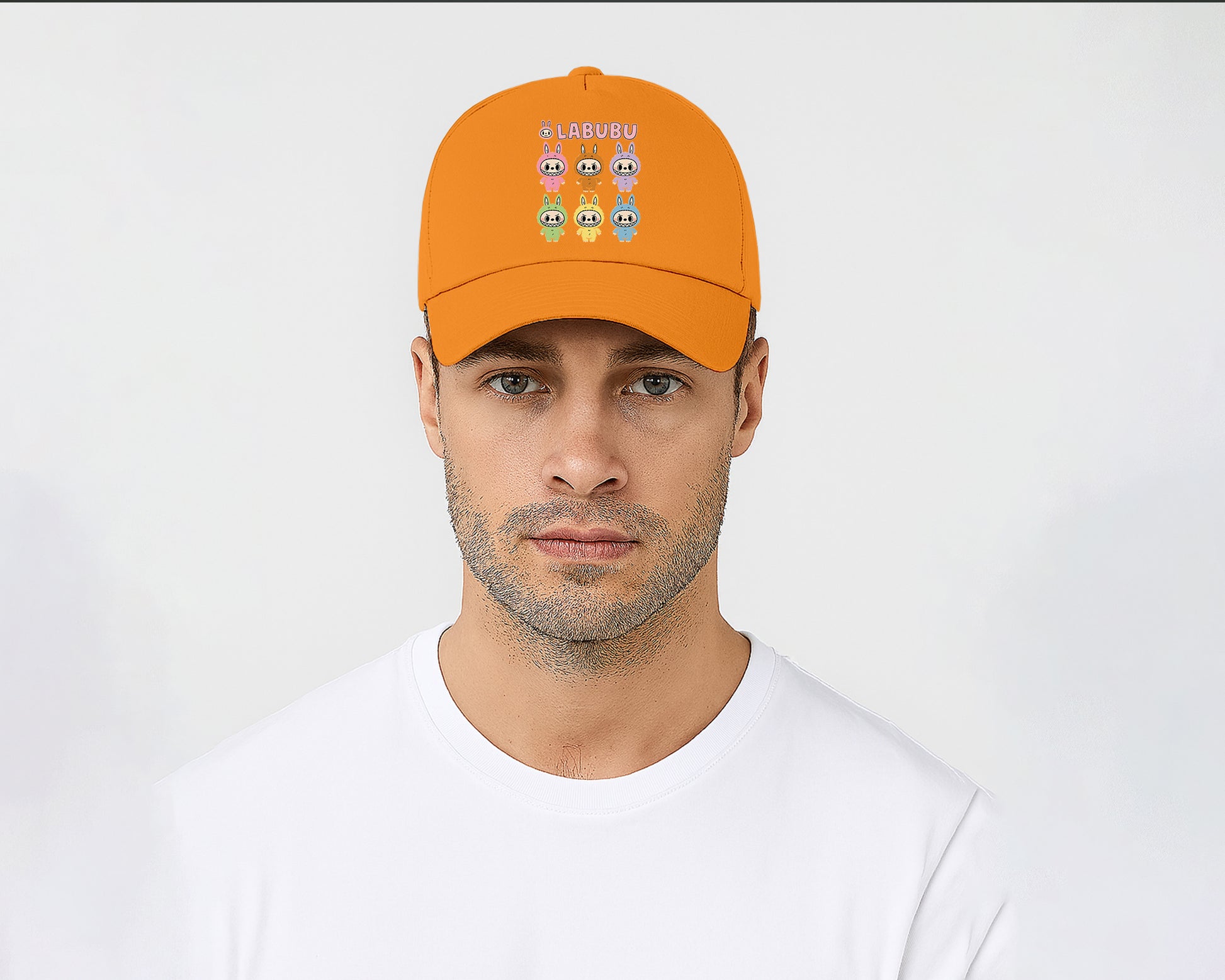 Labubu 5 Original Panel Cap, Cool Cartoon Design for Men & Women, Printed Pre-Curved Peak Baseball Hat M8413