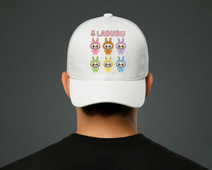 Labubu 5 Original Panel Cap, Cool Cartoon Design for Men & Women, Printed Pre-Curved Peak Baseball Hat M8413