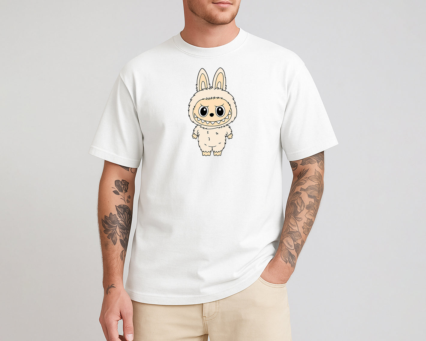 Labubu Oversized T-Shirt, Cute Streetwear Tee for Men & Women, 100% Organic Cotton Labubu Graphic Tee M8424