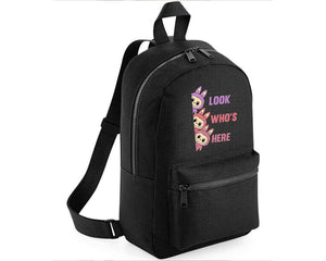 Labubu Look Who’s Here Backpack, Unisex Cartoon Printed Mini Essential Fashion Bag, Front Zip Pocket Kawayi Lovers M8426