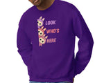 Labubu Cartoon Sweatshirt, Look Who's Here Design Heavy Blend Jumper, Cute Graphic Pullover For Unisex Kawaii Lovers M8426