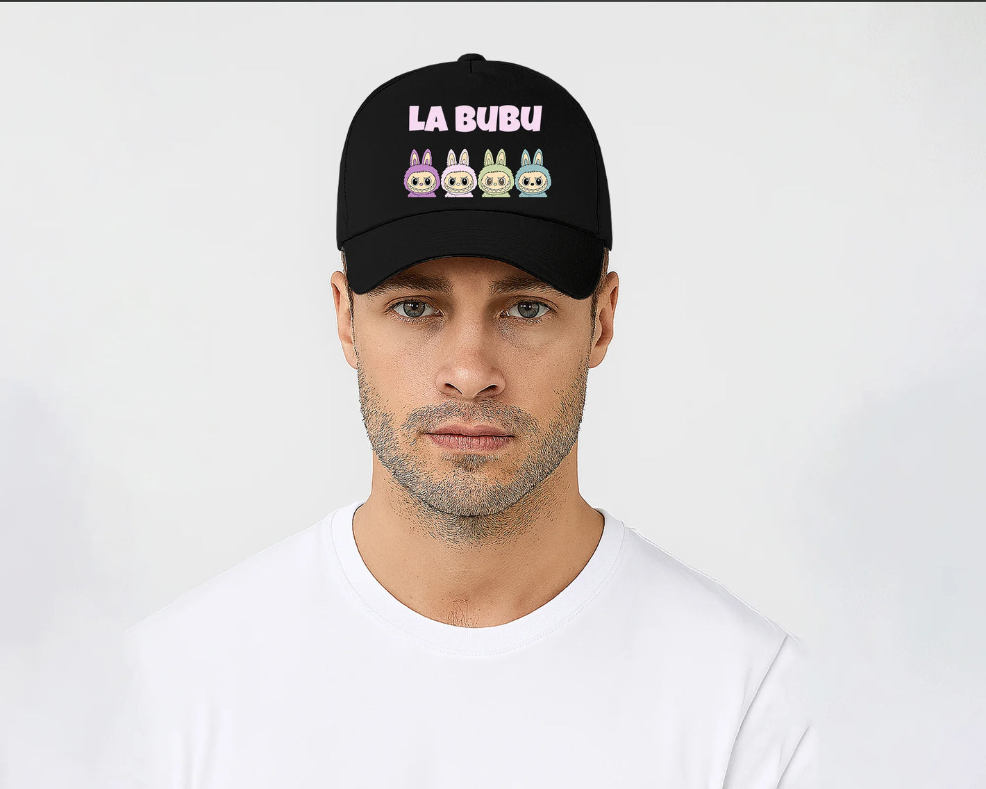 La Bubu Original 5 Panel Cap, Unisex Funny Cartoon Design Hat, 100% Cotton Printed Baseball Cap, Perfect Gift for All Seasons M8427
