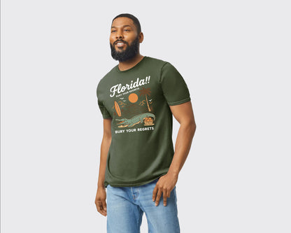 Summer Beach T-Shirt, Florida Bury Your Regret Printed Tee For Men & Women, Summer Beach Lovers Gift Shirt M8438