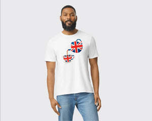 Union Jack Graphic Tee, Trendy UK Flag Design with Bold Details, Modern Casual T-Shirt for Stylish Outfits M8444