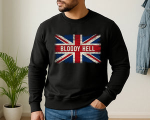 UK Flag Sweatshirt, Stylish Graphic Pullover, Trendy Everyday Casual Outfit M8447