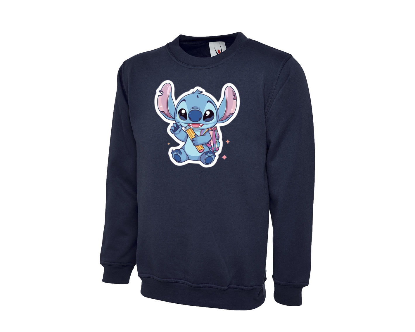 Back To School Kids Sweatshirt, Cute Stitch Design Crew Neck Jumper, Boys & Girls, Ideal For Fall & Class Days M8477