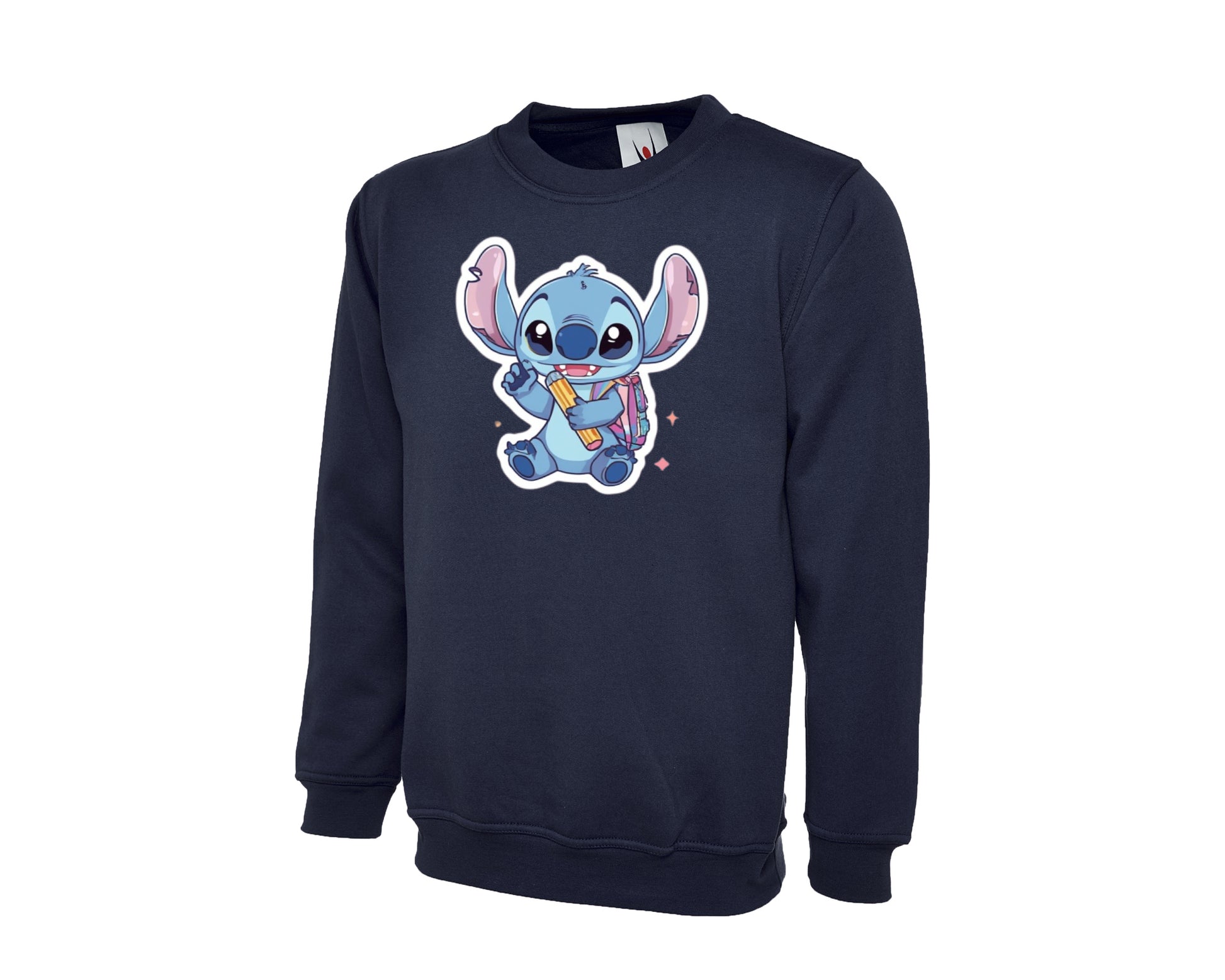 Back To School Kids Sweatshirt, Cute Stitch Design Crew Neck Jumper, Boys & Girls, Ideal For Fall & Class Days M8477