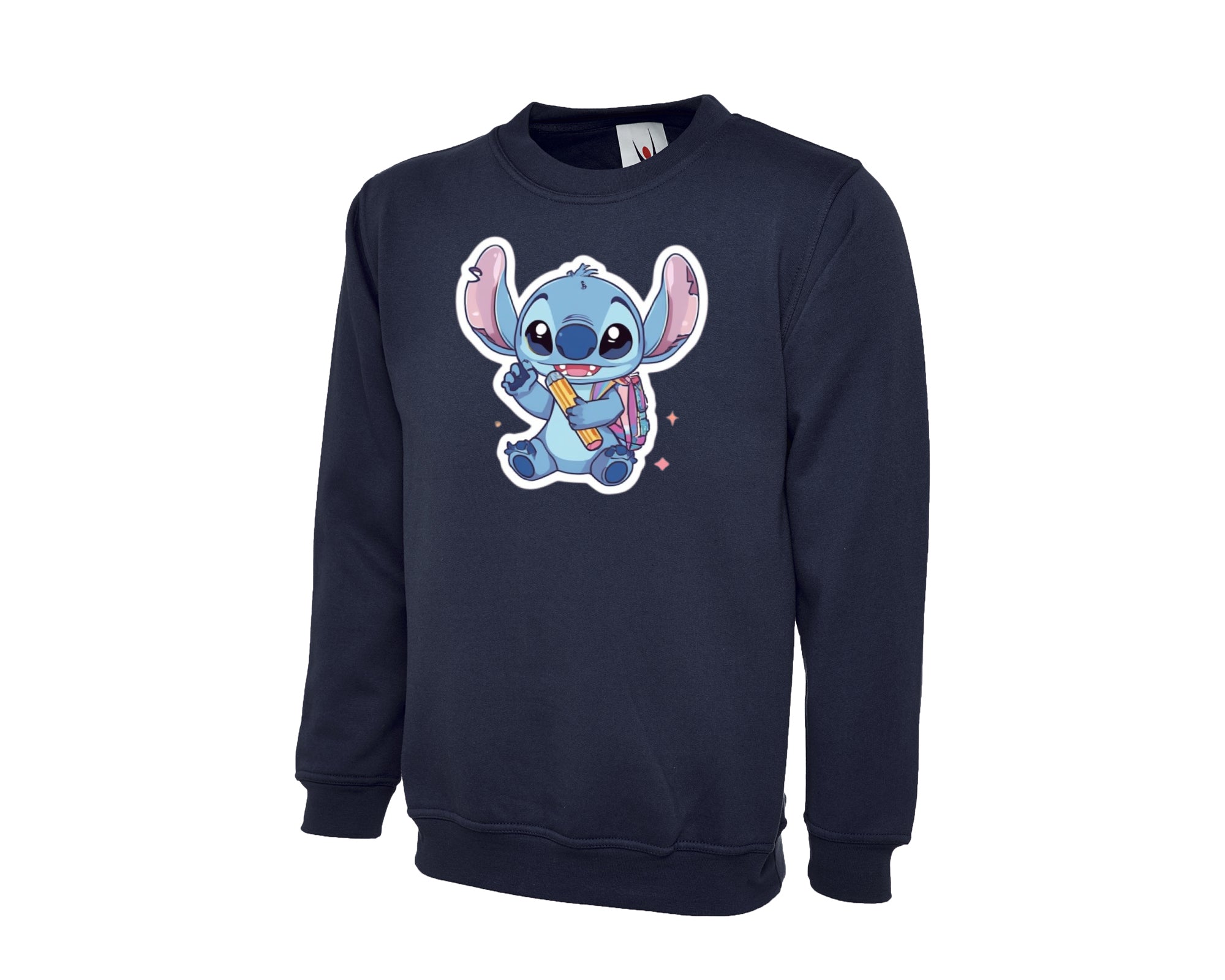 Back To School Kids Sweatshirt, Cute Stitch Design Crew Neck Jumper, Boys & Girls, Ideal For Fall & Class Days M8477