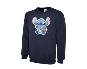 Back To School Kids Sweatshirt, Cute Stitch Design Crew Neck Jumper, Boys & Girls, Ideal For Fall & Class Days M8477