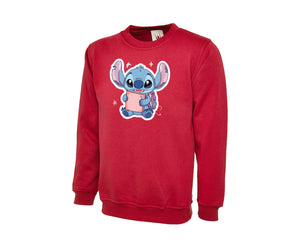 Back To School Kids Sweatshirt, Cute Stitch Design Crew Neck Jumper, Boys & Girls, Ideal For Fall & Class Days M8477