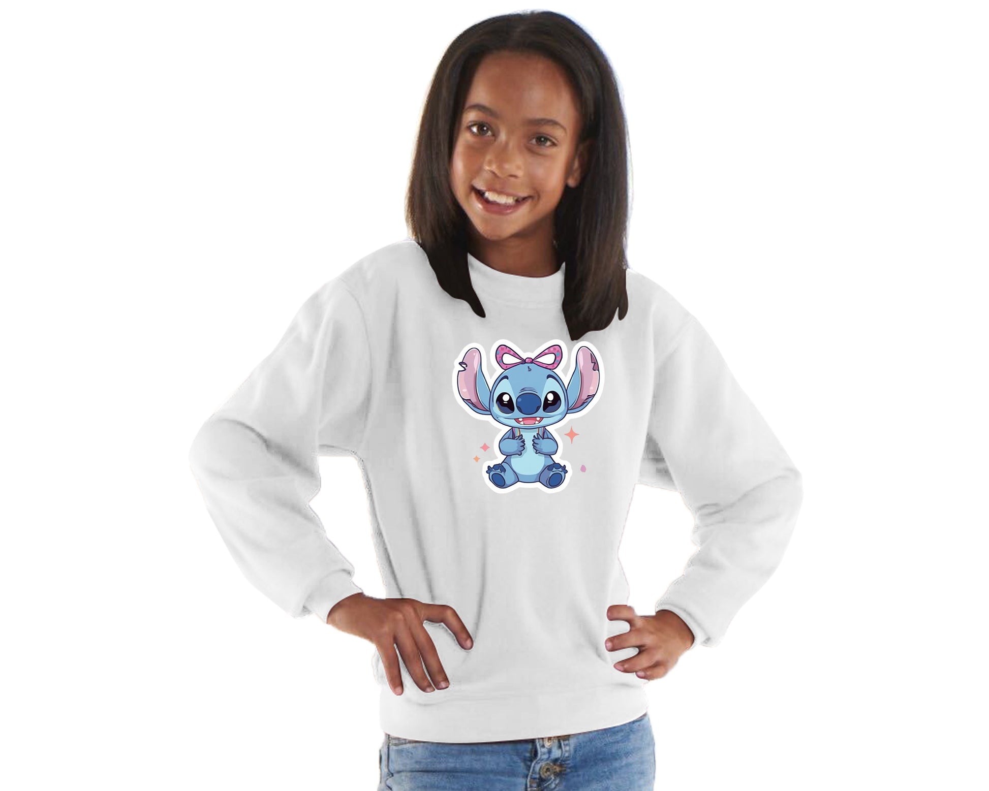 Back To School Kids Sweatshirt, Cute Stitch Design Crew Neck Jumper, Boys & Girls, Ideal For Fall & Class Days M8477