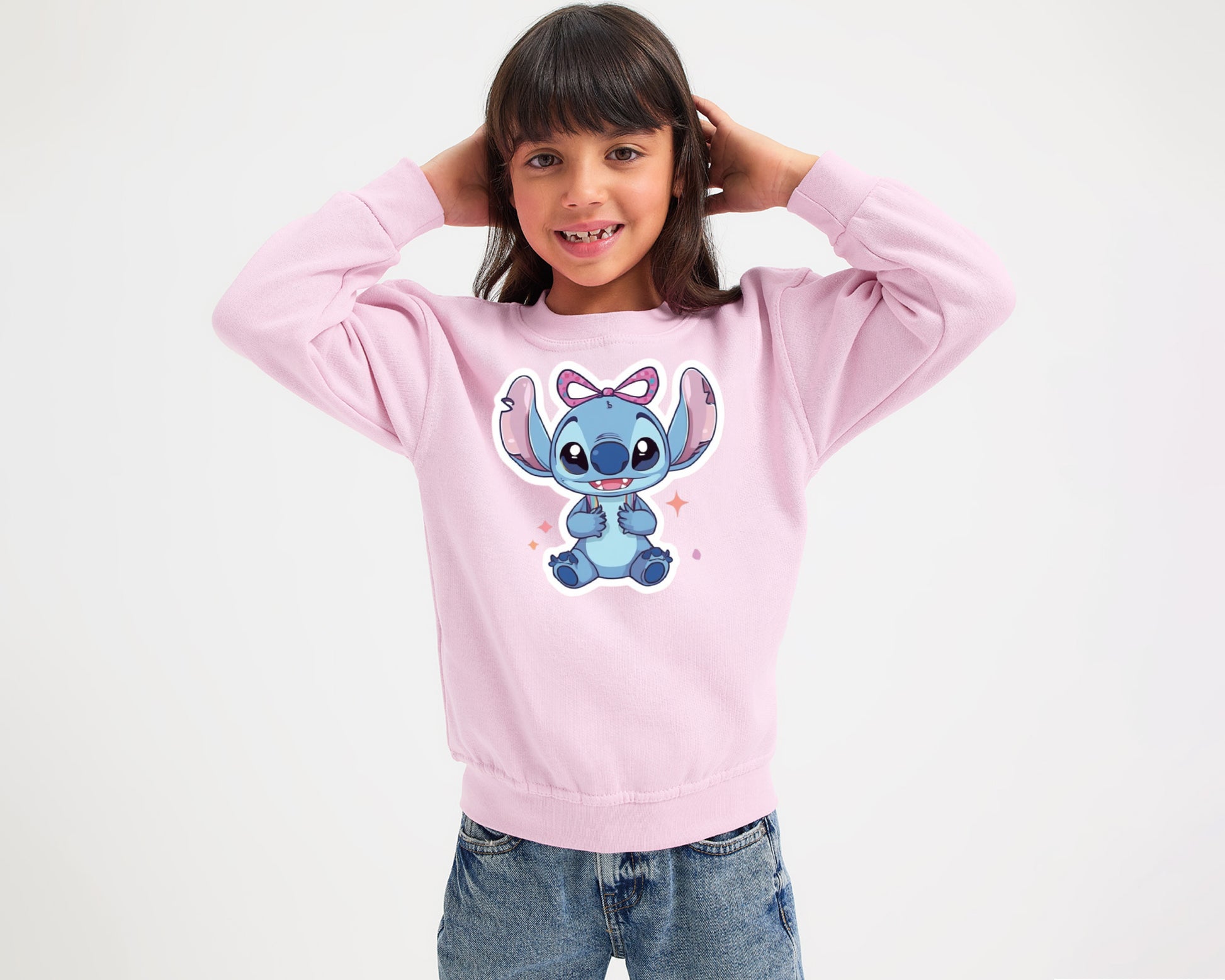 Back To School Kids Sweatshirt, Cute Stitch Design Crew Neck Jumper, Boys & Girls, Ideal For Fall & Class Days M8477