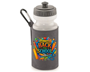 Welcome Back To School Water Bottle, BPA Free, Leakproof & Reusable, Soft Pull Up Drink Nozzle Cap Great For Kids Students & School Days M8478