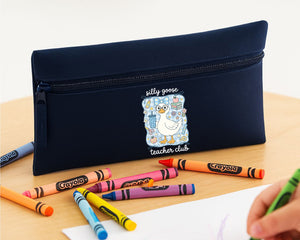 Silly Goose Teacher Club Pencil Case, Cute Printed Duck Back To School Supply Organizer For Kids, Teachers & Students M8479