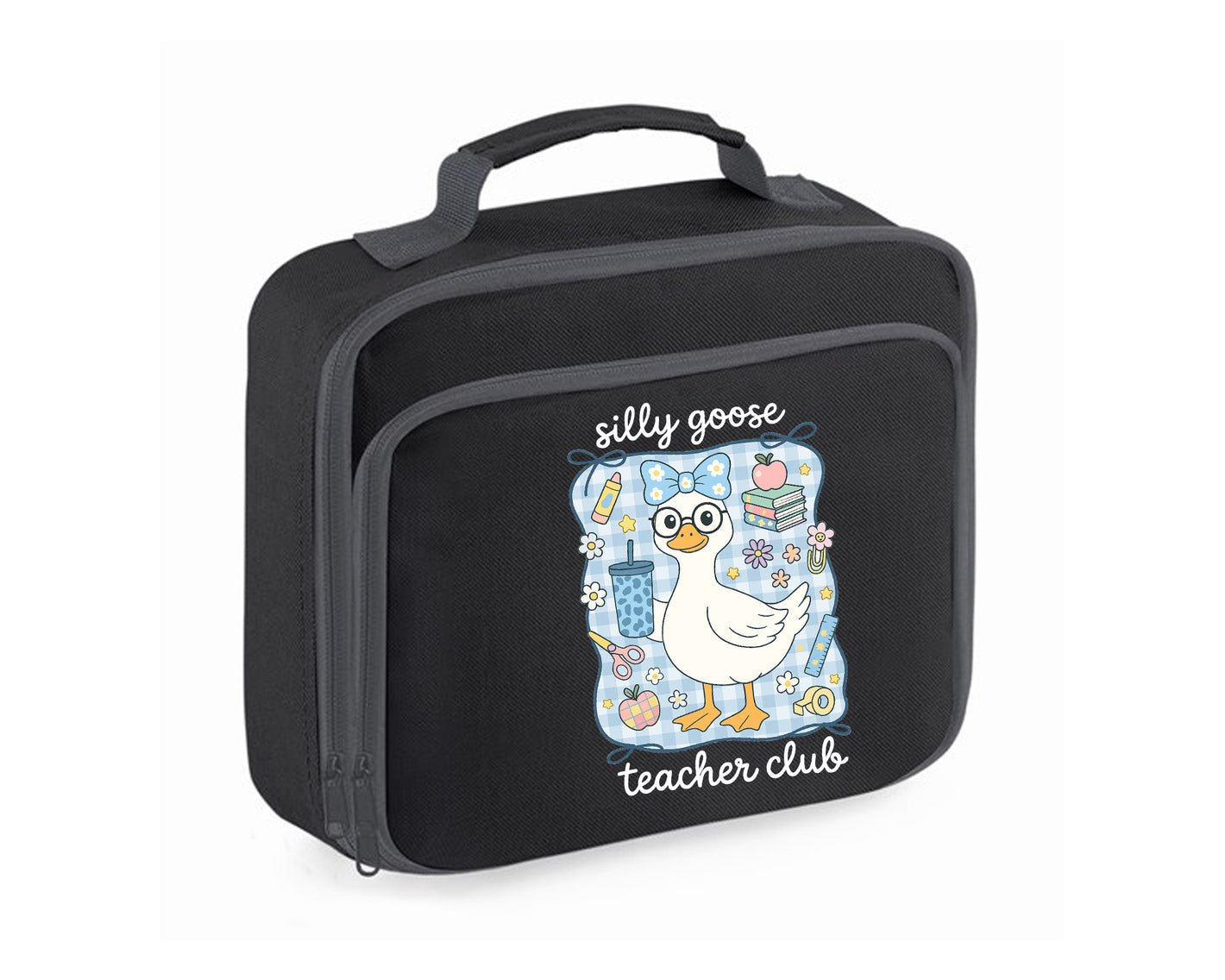 Back To School Lunch Bag, Silly Goose Teacher Club Duck Printed Design Lunch Box, Keeps Lunch Fresh, Cool & Stylish M8479