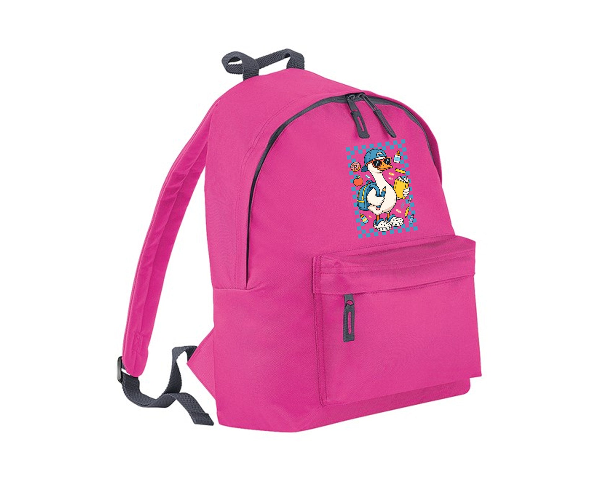 Back To School Duck Kids Fashion Backpack. Cute Animal Printed Grab Handle Bag, Great For Preschool, Kindergarten & Day Trip M8480