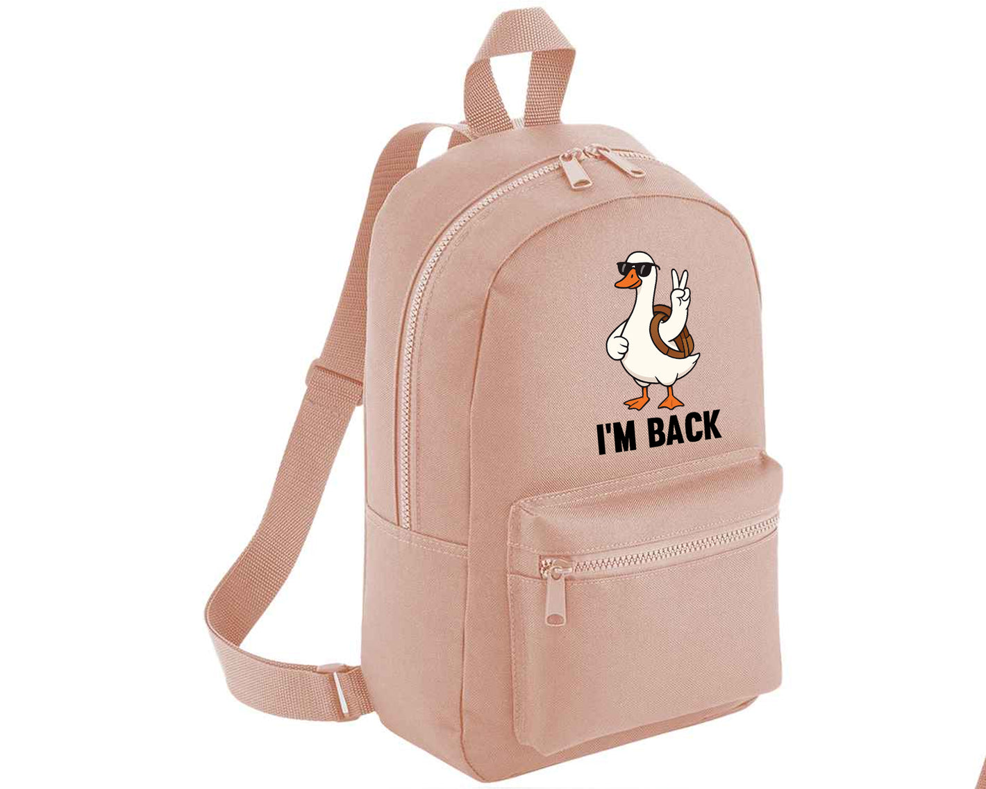 Back To School Kids Backpack, Duck I'm Back Printed Funny Cartoon Design Fashion Bag, Stylish, Lightweight & Ideal For Books, Supplies & Travel M8482