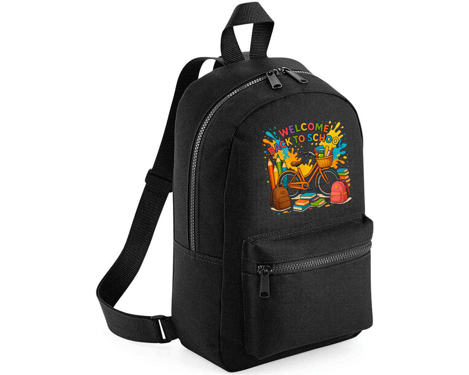 Back To School Kids Fashion Backpack, Cycle & Books Printed Bag, Trendy School Bag With Fun Graphics Boys & Girls M8484