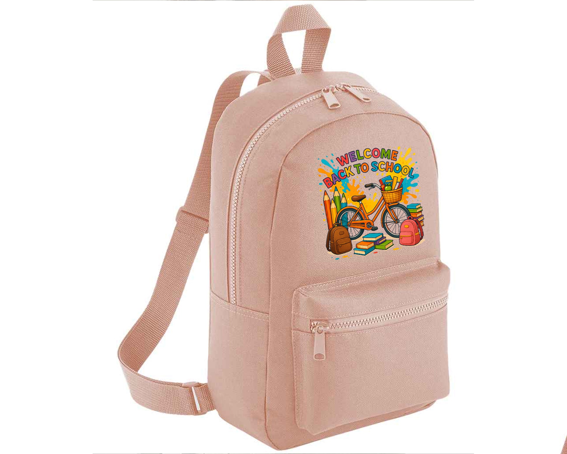 Back To School Kids Fashion Backpack, Cycle & Books Printed Bag, Trendy School Bag With Fun Graphics Boys & Girls M8484