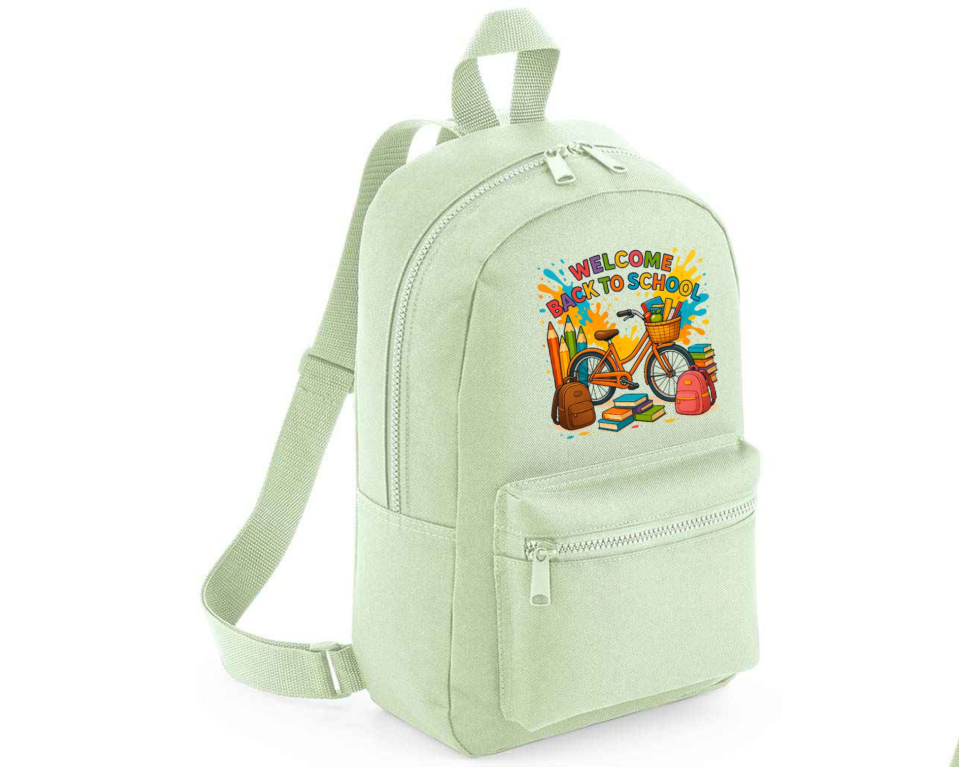 Back To School Kids Fashion Backpack, Cycle & Books Printed Bag, Trendy School Bag With Fun Graphics Boys & Girls M8484