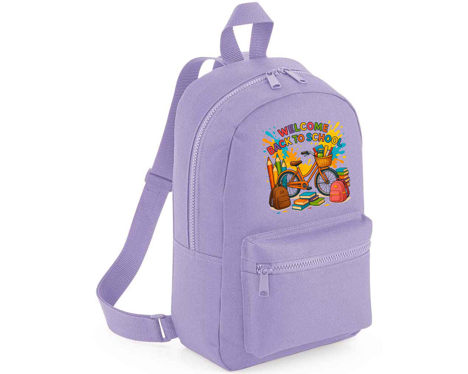Back To School Kids Fashion Backpack, Cycle & Books Printed Bag, Trendy School Bag With Fun Graphics Boys & Girls M8484