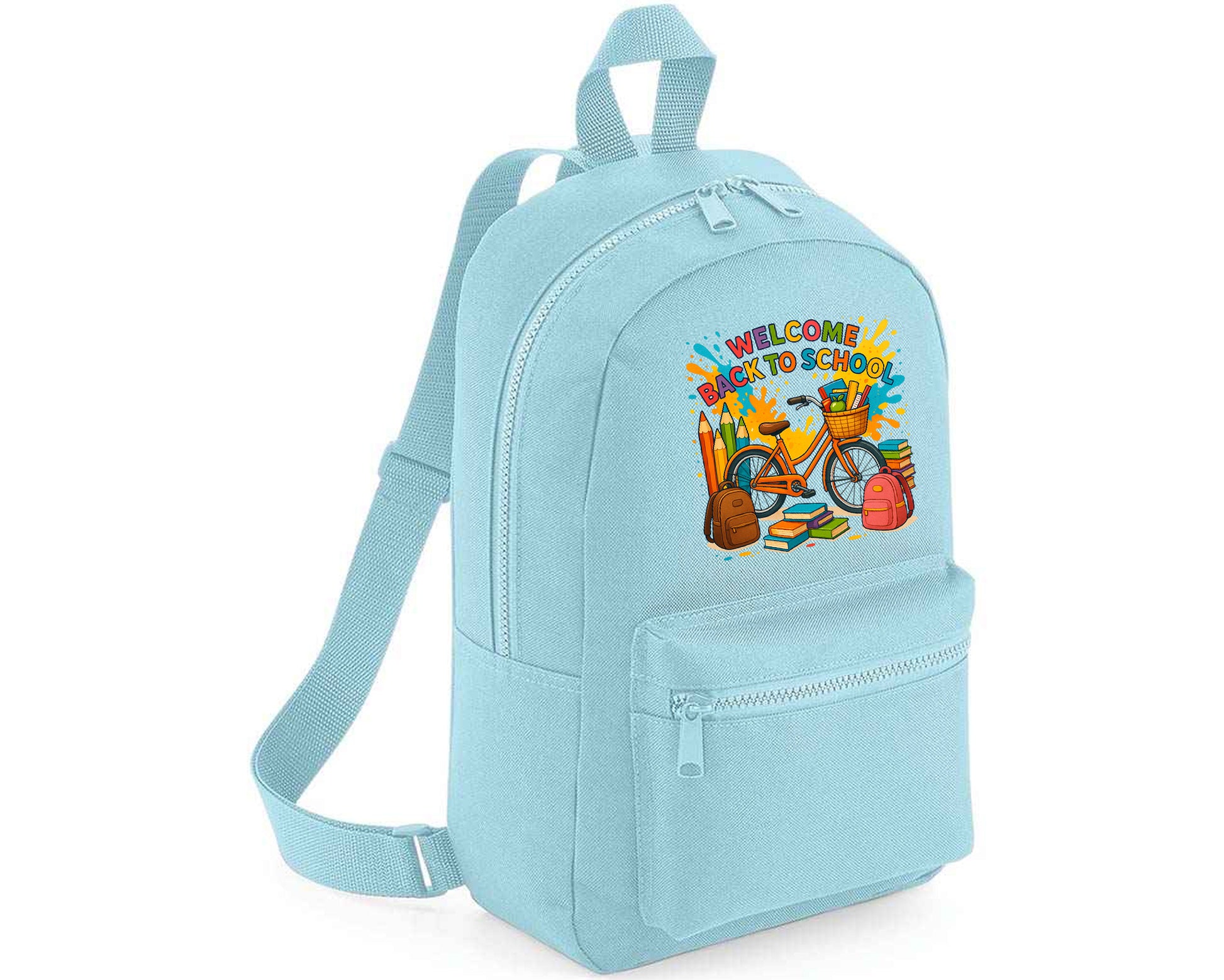Back To School Kids Fashion Backpack, Cycle & Books Printed Bag, Trendy School Bag With Fun Graphics Boys & Girls M8484