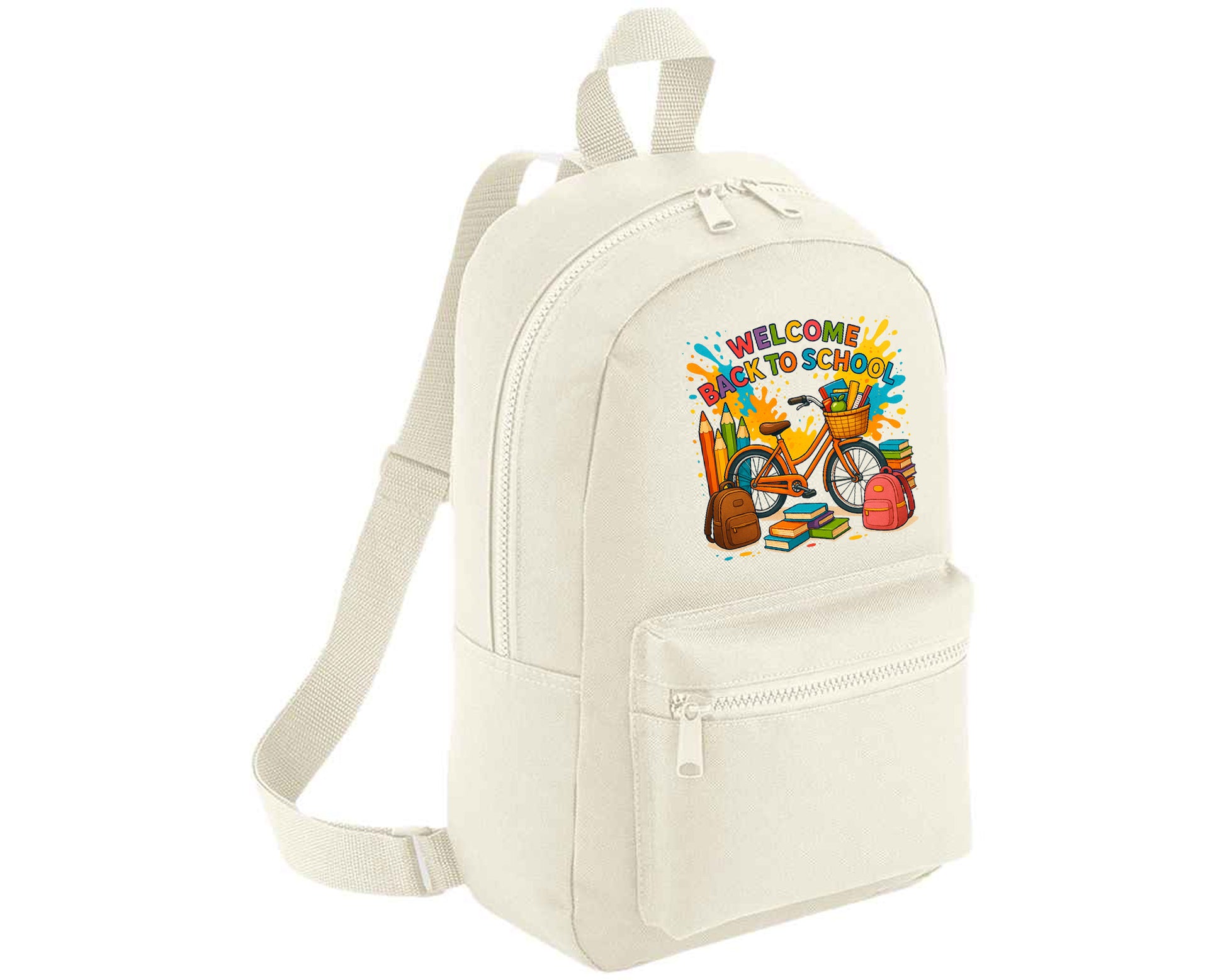 Back To School Kids Fashion Backpack, Cycle & Books Printed Bag, Trendy School Bag With Fun Graphics Boys & Girls M8484