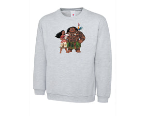Moana Character Print Kids Sweatshirt, Colorful Disney Pullover for Boys & Girls, Stylish Winter Fashion Top M8491