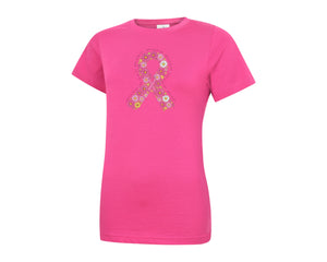 Breast Cancer Awareness T-Shirt, Empowering Printed Tee Sharing Hope, Love and Encouragement, Comfortable Clothing M8499