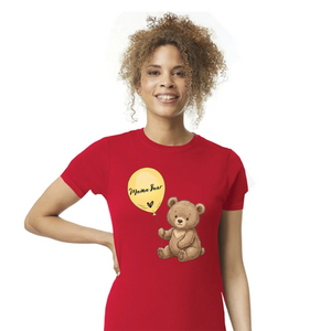 Mama Bear Teddy Balloon Mothers Day Printed Ladies Fit T-Shirt