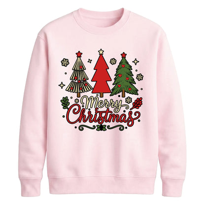 Merry Christmas Three Trees Graphic Unisex Sweatshirt